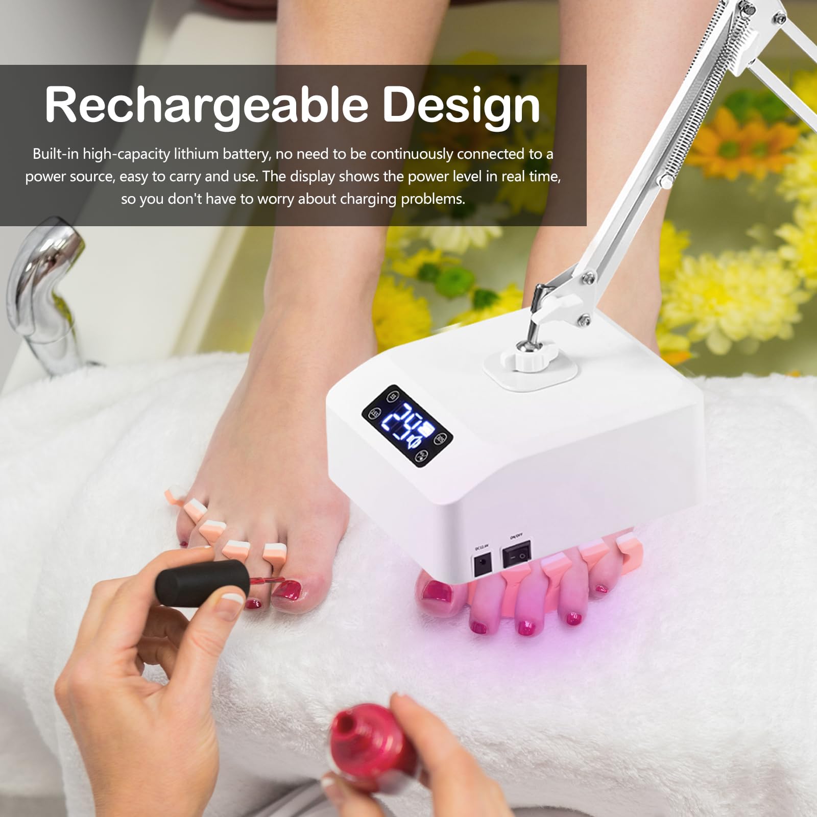 Lámpara UV LED Uñas, Lámpara UV de Pie de 78 W con Temporizador de 15/30/60/90 s Lámpara de Uñas con Sensor Infrarrojo y Pantalla LCD Lampara LED Uñas con Soporte y Portalámparas para Manos y Pies