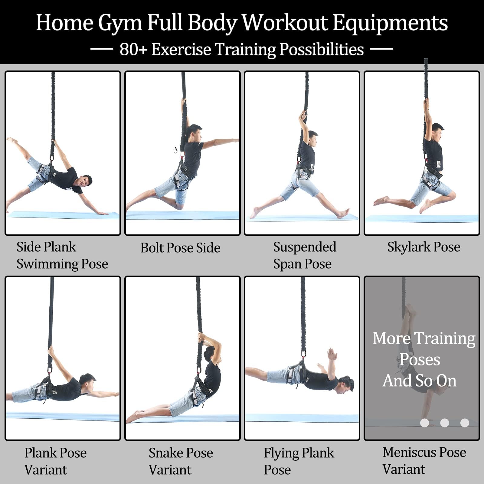 DASKING Heavy Bungee Band Set, Air Yoga Widerstand Bungee Stretch Gürtel, 4D Bungee Tanzseil, Exercise Resistance Belt Training Fitness Home Gym Professionelle Trainingsausrüstung