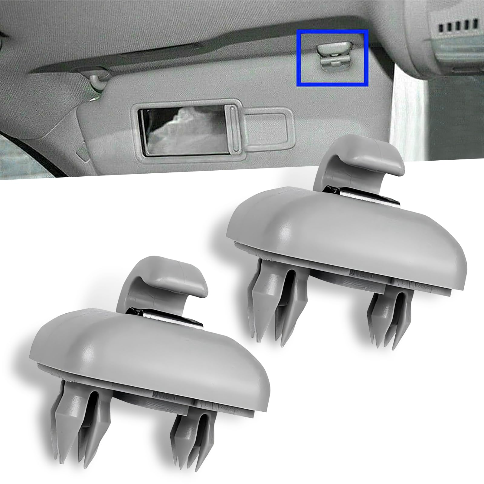 JawGrew 2 PCS Car Sun Visor Hook, Plastic Durable Rust-Proof Visor Hook Clip Bracket, Precise Fit Replacement 8E0857563AE59 8U0857562A, Compatible with Audi A1 A3 A4L A5 A6L A7 Q3 Q5 Q7 (Gray)