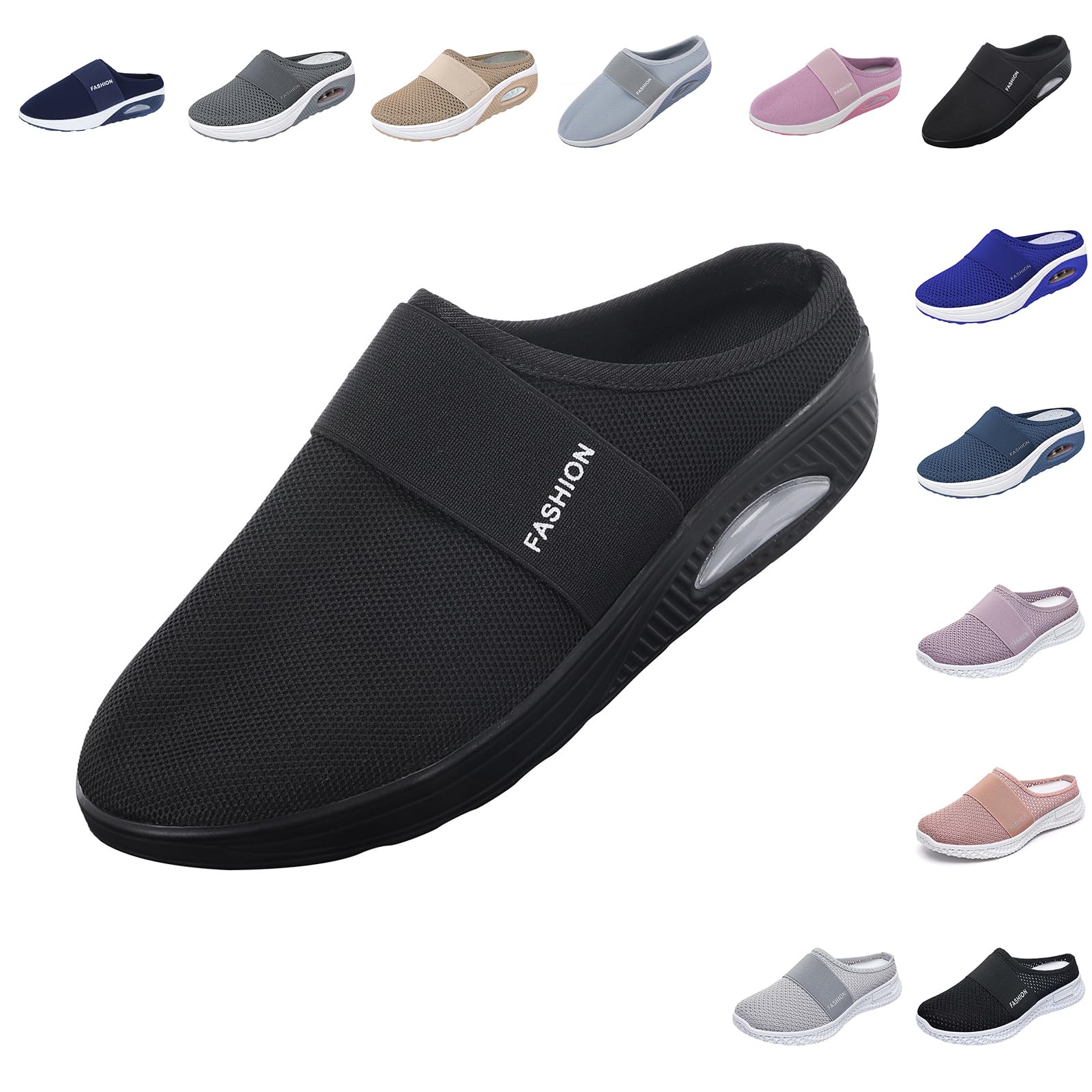 GenericOrthopedic Diabetic Walking Sandals,Air Cushion Slip-On Walking Shoes,Mule Platform Sneakers,Breathable with Arch Support Knit Mesh Walking,Lightweight Slippers Shoes for Park Outdoor Garden