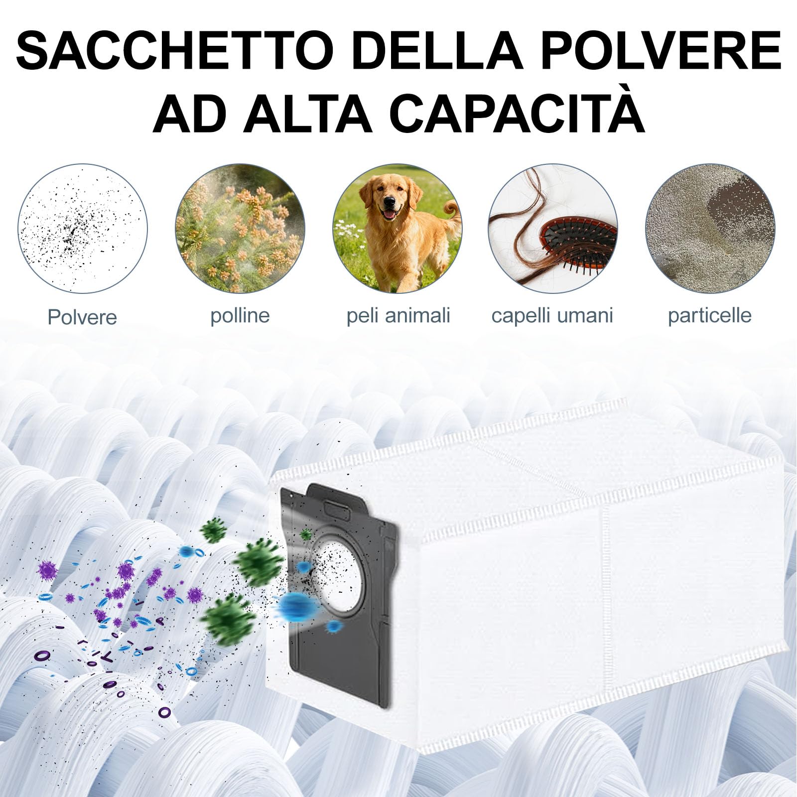 Accessori per Aspirapolvere per Dreame L40s Pro Ultra/ L50 Pro Ultra/Matrix 10 Ultra, 1 Spazzola Principale, 4 Salviette, 4 Filtri, 4 Spazzole Laterali, 4 Sacchetto di Polvere, per V50 Ultra Complete