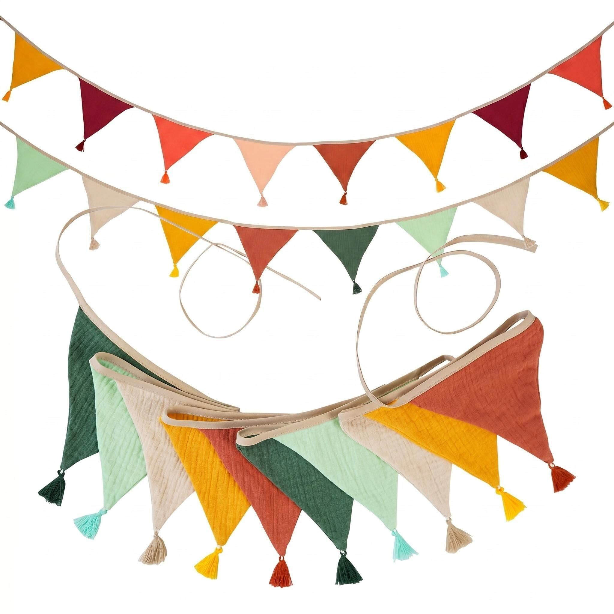 SHIFANQI 20Pcs Fabric Bunting, Double Sided 5.2m Cotton Bunting, Triangle Garland Fabric Banner for Vintage Themed Wedding Afternoon Tea Garden Party & Outdoor Decor