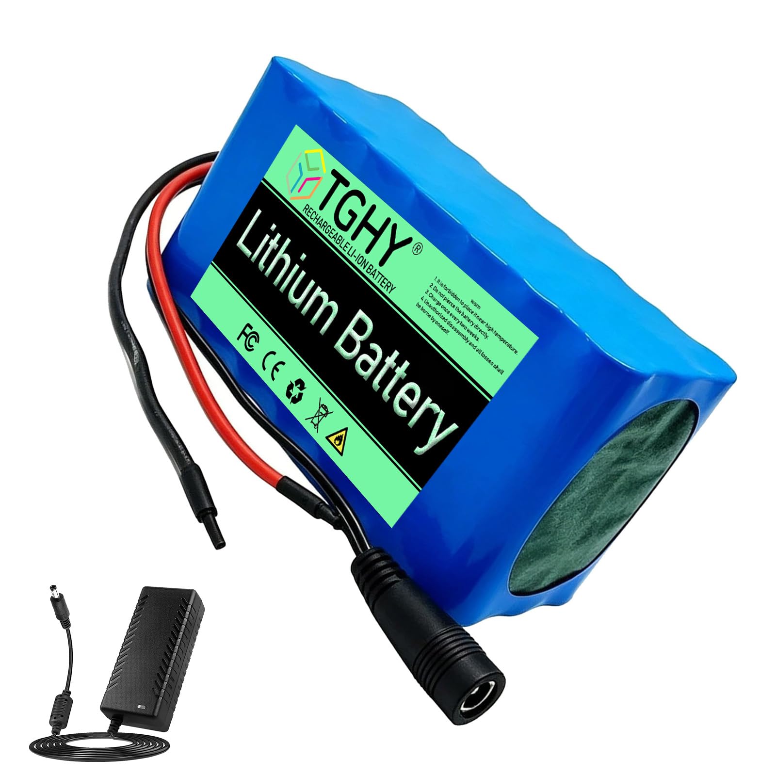 TGHY 36 Volt Rechargeable Ebike Battery 36V 10Ah Lithium Battery Pack 36V Electric Scooter Batteries with Charger