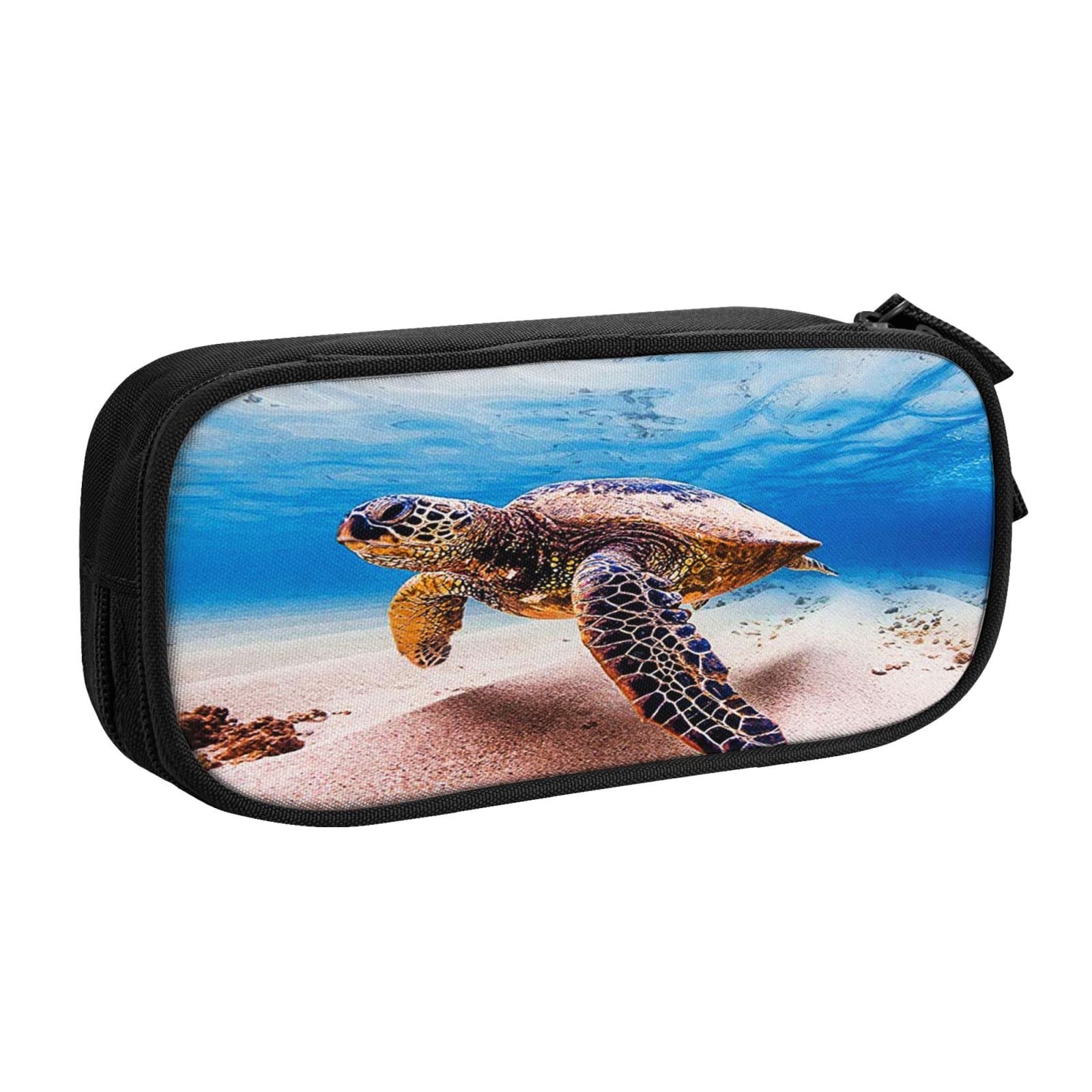 Federmäppchen Mit Schildkröten-Motiv, 3 Fächer, Großes Fassungsvermögen (22.5x9x11 Cm) Für Schule & Büro