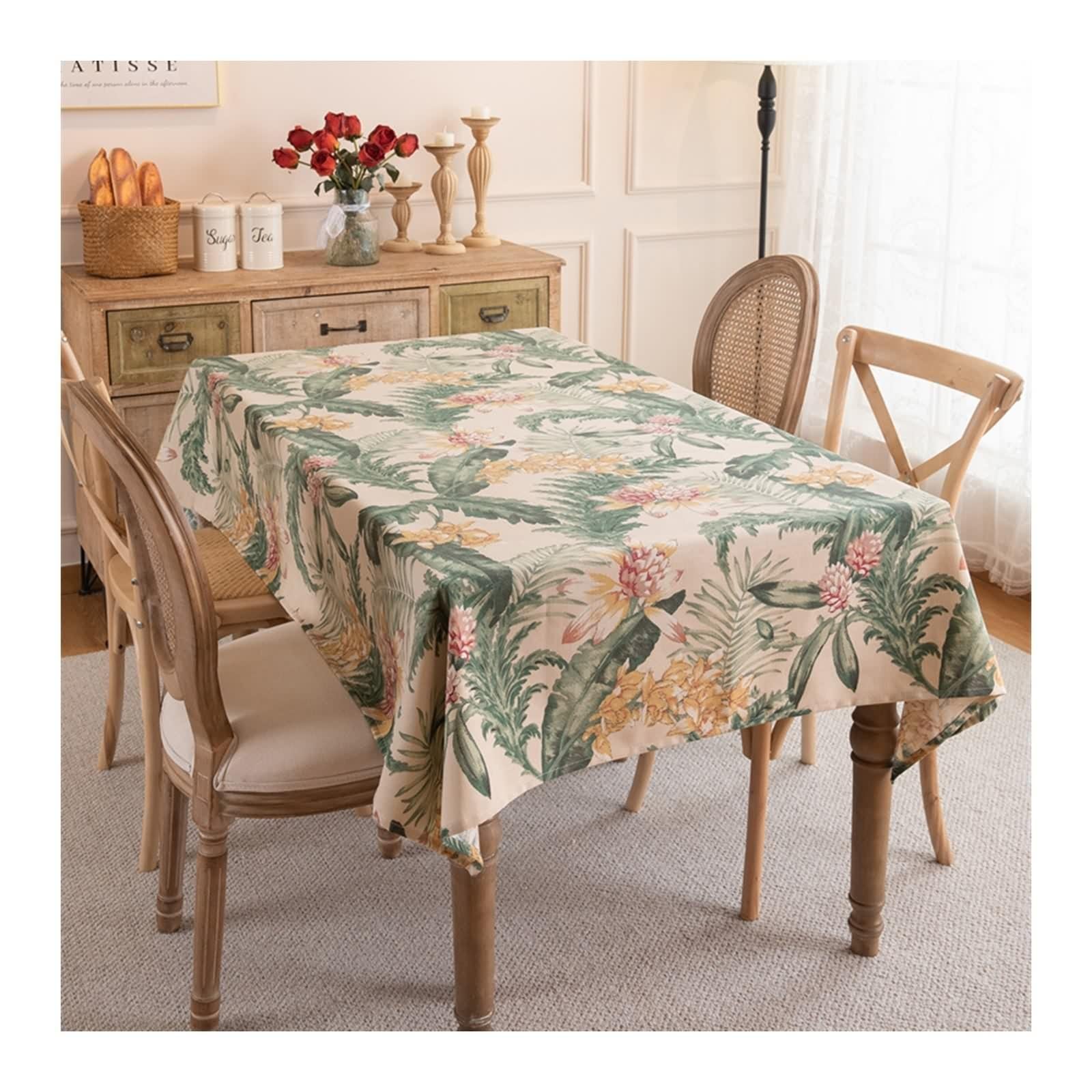 Tovaglia 90X90 Quadrata, Tovaglia Tavolo Salotto Colorato Poliestere Fiore Stampato Copritavolo per Soggiorno Cucina