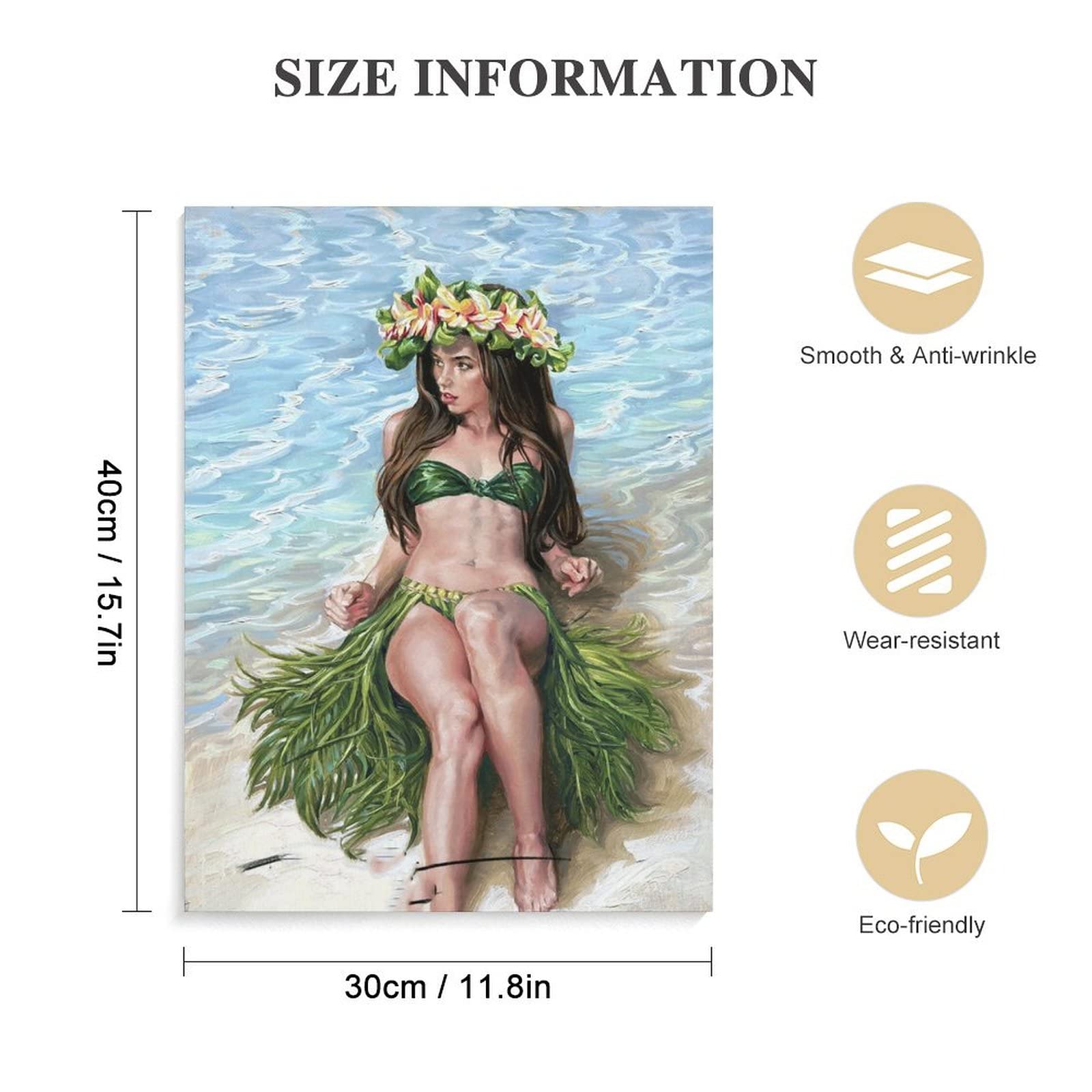 Hawaiian Green Hula Girl Wall Art Beautiful Hot Girl Poster