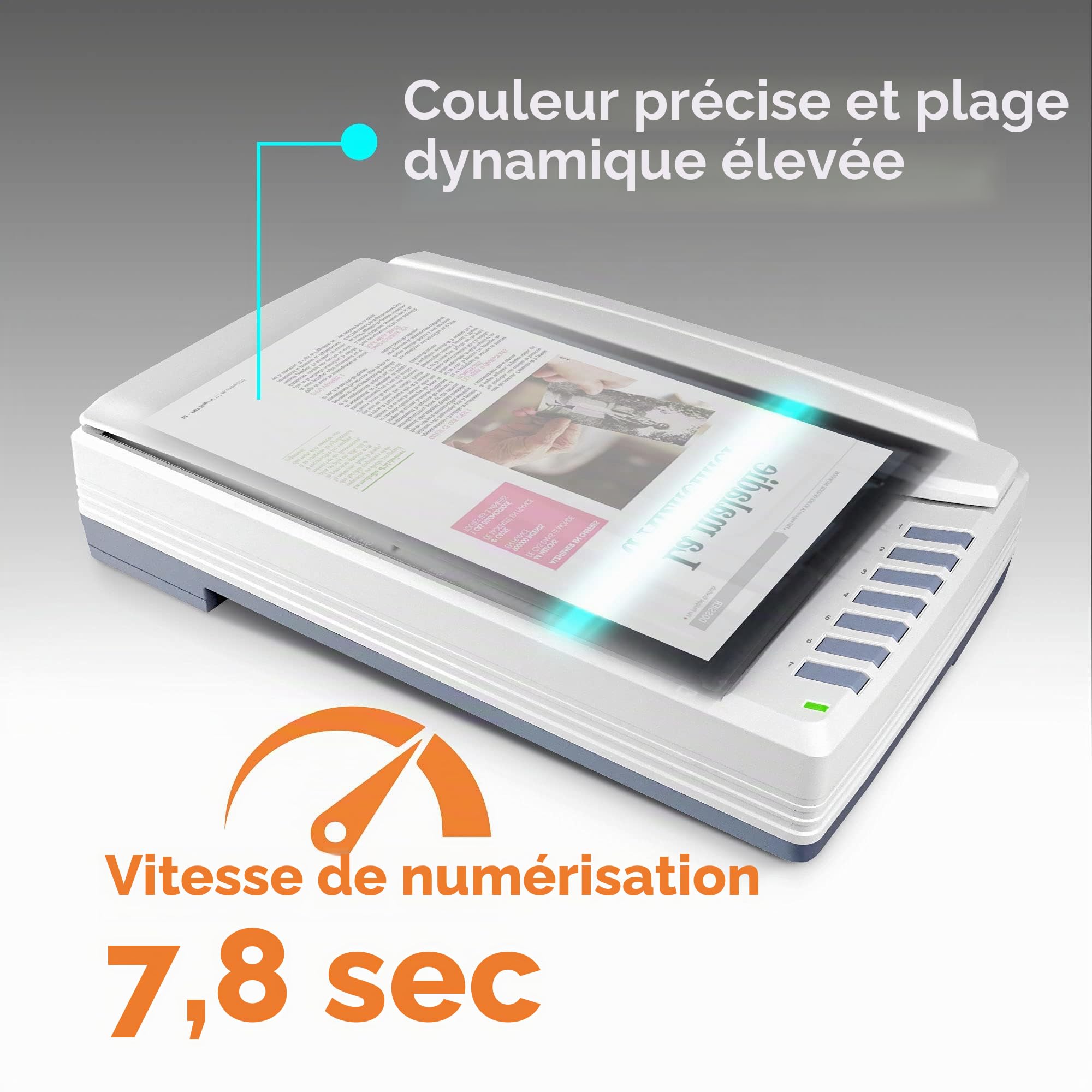 Plustek OpticPro A320E Scanner Plat avec capteur CCD A3, Zone de numérisation de 30,5 x 45,6 cm, Vitesse de 7,8 Secondes, Compatible Windows, Mac, ICA et Twain.