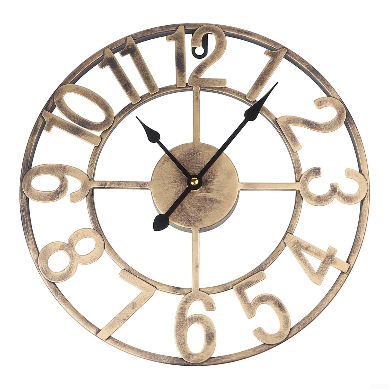 Horloge murale d'extérieur au design vintage créatif fer forgé étanche décoration d'intérieur