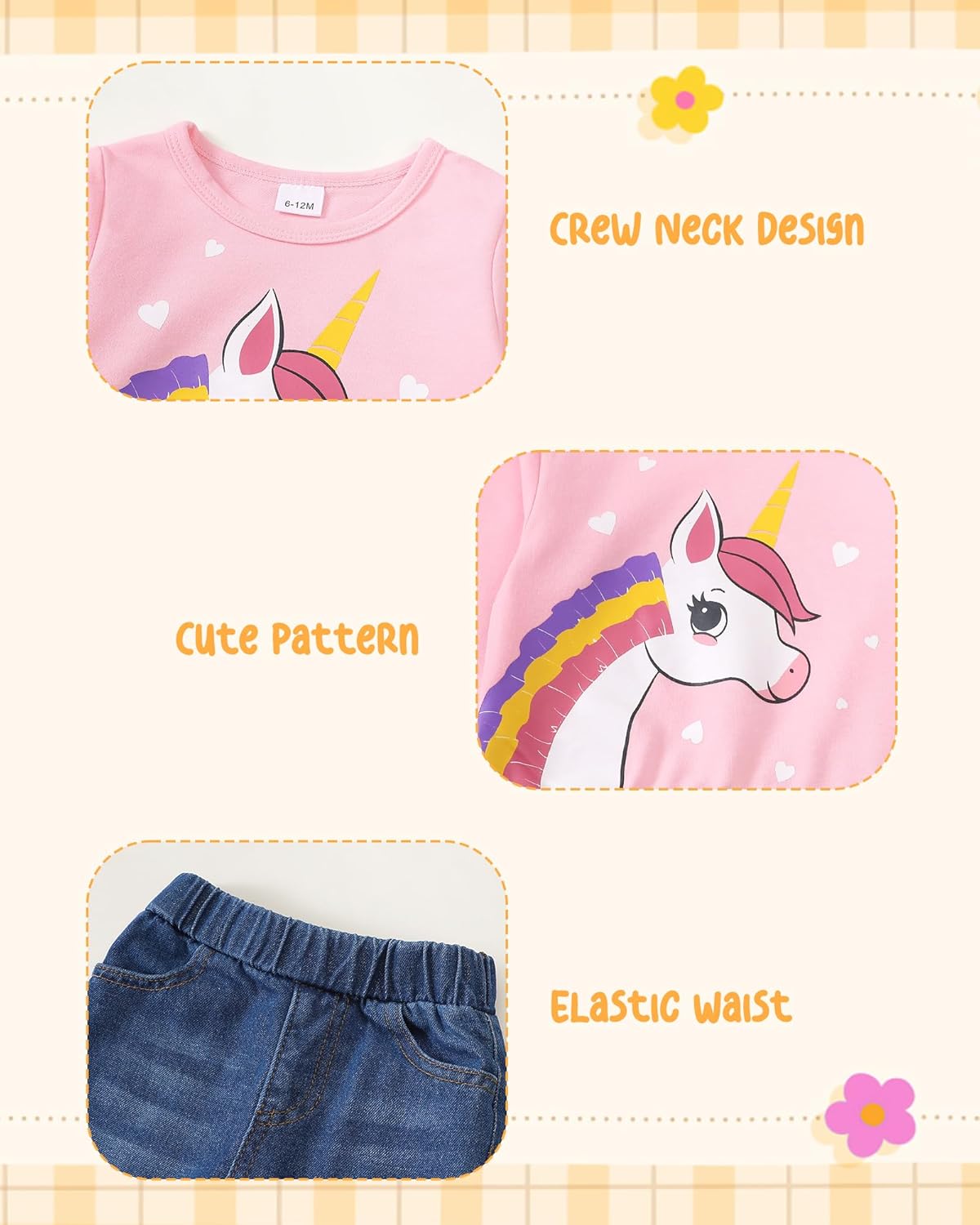 Kucnuzki 幼児 赤ちゃん 女の子 服 長袖 パーカー クルーネック スウェットシャツ デニム ジーンズ パンツ 秋冬 ベビー