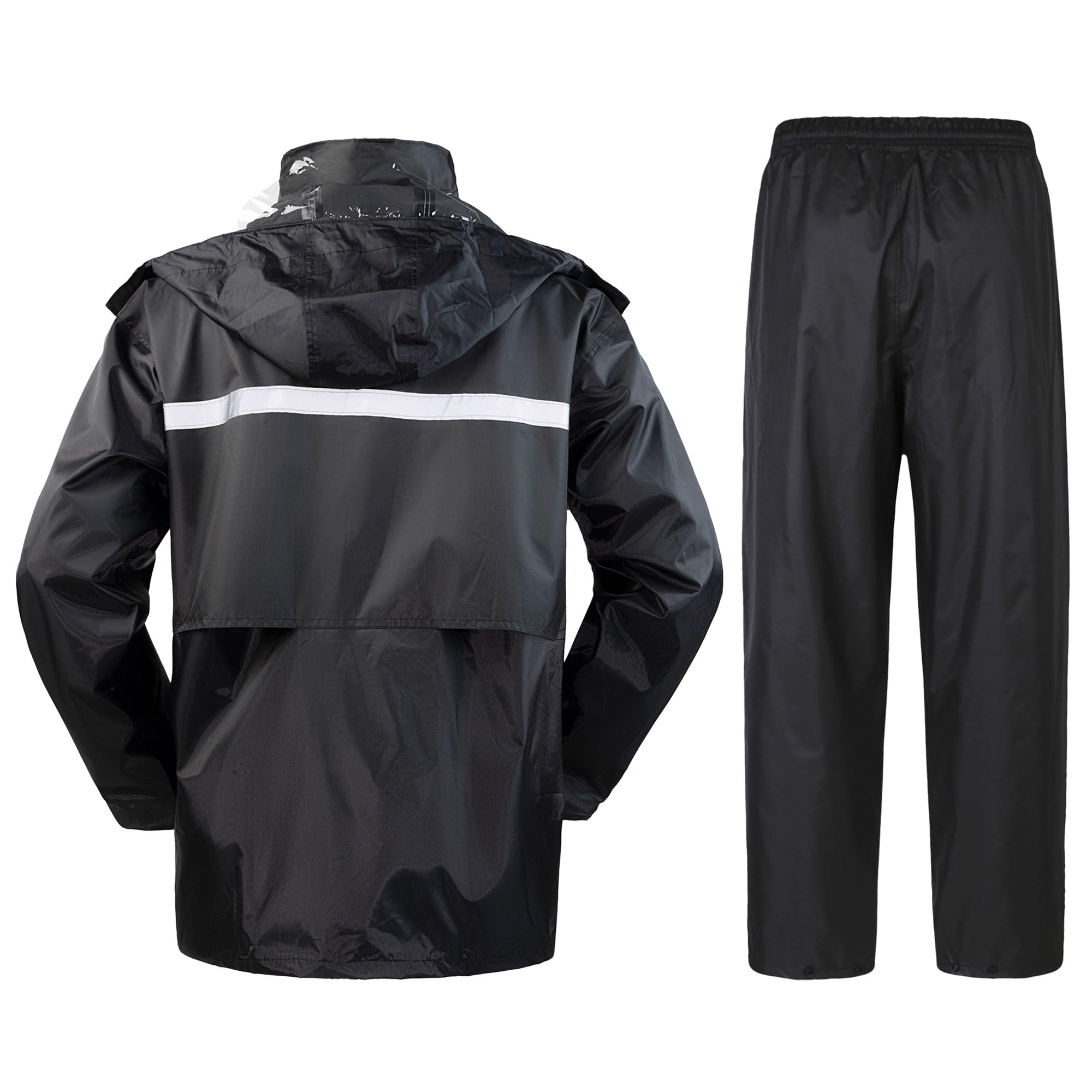 Herren Regenanzug mit Kapuze Wasserdichter Anzug Reflektierender Regenjacke und Regenhose Regenkleidung Fahrrad Outdoor Regenkombi