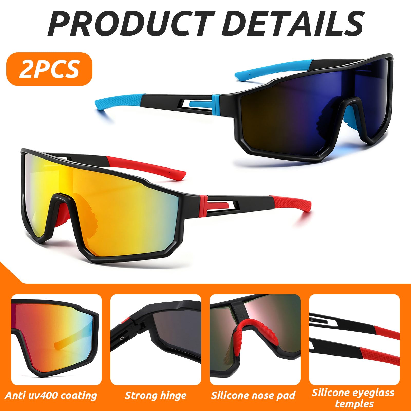 Gafas De Sol Deportivas Polarizadas UV400 para Ciclismo Moto Carrera Esquí