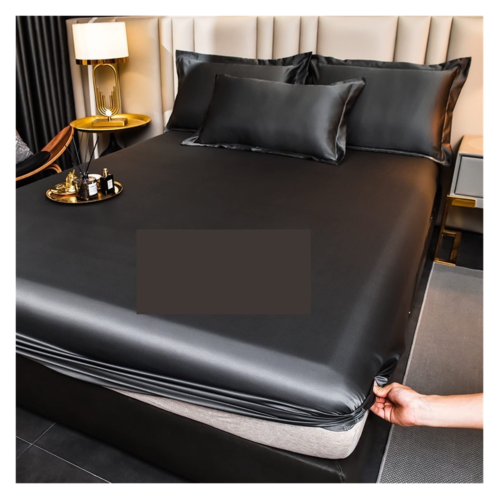 Prześcieradło z tkaniny Ice Silk, Wielokolorowe prześcieradło z jedwabiu lodowego, wiele rozmiarów, można prać w pralce(Green,Only Pillowcase 2Pc)