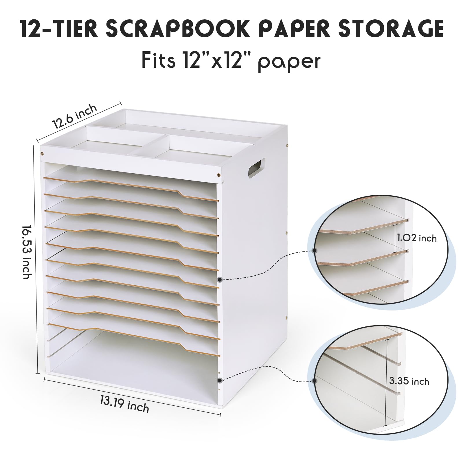 PATIKIL 3-Piece Scrapbook Paper Organizer - Waterproof Rectangular Storage For 12x12 Sheets, Vinyl & Cardstock