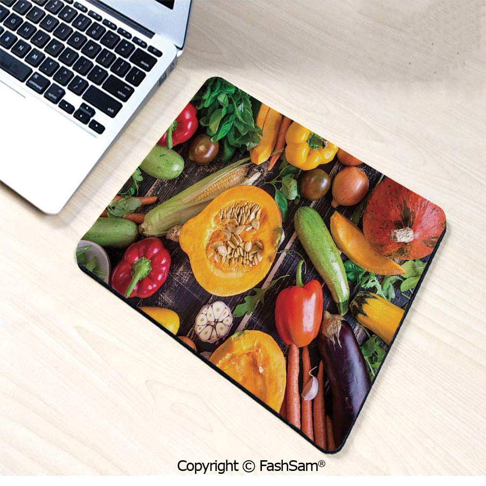Personalized 3D Mouse Pad Fresh Vegetables Scattered on an Old Rustic Dark Textured Table Healthy Eating Decorative for Laptop Desktop(W7.8xL9.45)