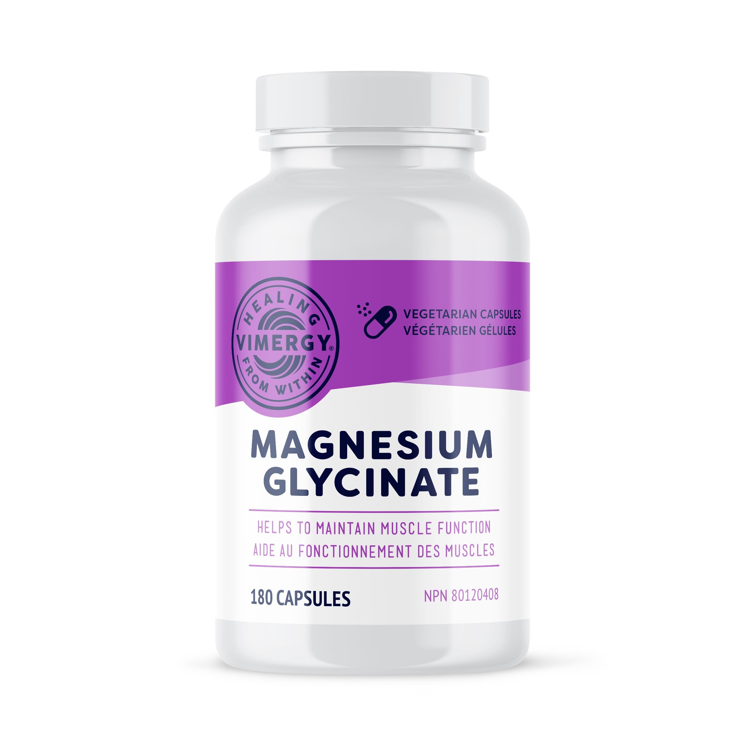 Vimergy Magnesium Glycinate Capsules – 310 mg per Serving with Ginger and Turmeric, Helps in Bone Development, Muscle Function. Vegan, Gluten-free. Supplement for Men & Women, 180 Count, 90 Servings