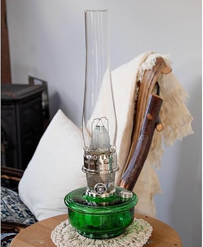 Miniatura 3 de Aladdin Genie III - Lámpara de aceite, iluminación de emergencia interior para estante, mesa o colgante, cuenco de vidrio verde esmeralda con