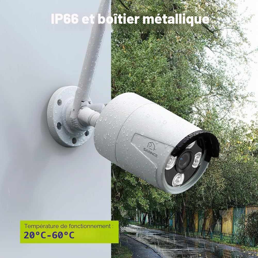 SANNCE 8CH 5MP Super HD système de sécurité caméra sans Fil NVR WiFi H.264+ 8 caméra WiFi 3MP de Surveillance extérieur détection de Mouvement accès à Distance par l'app HDD 2TB