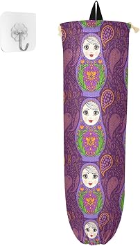2PCS Russian Nesting Matryoshka Plastic Bag Holder,Reusable Grocery Bag Organizer,Shopping Bag Storage Dispenser,Kitchen Storage Accessories 202c1398