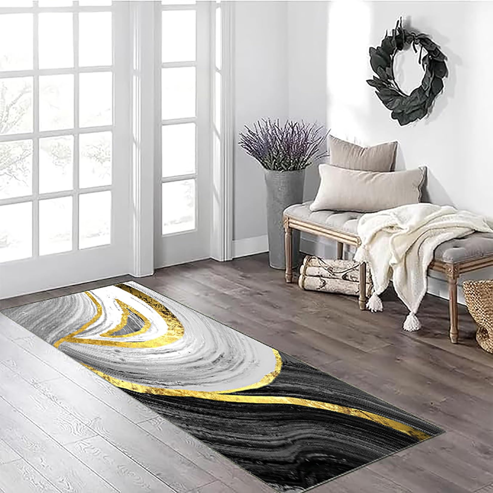 Teppich Läufer 45 x 210 cm rutschfest Waschbar Dauerhaft Küchenteppich, Läufer Modernen Preiswert für Küche, Terrasse & Wohnraum, B