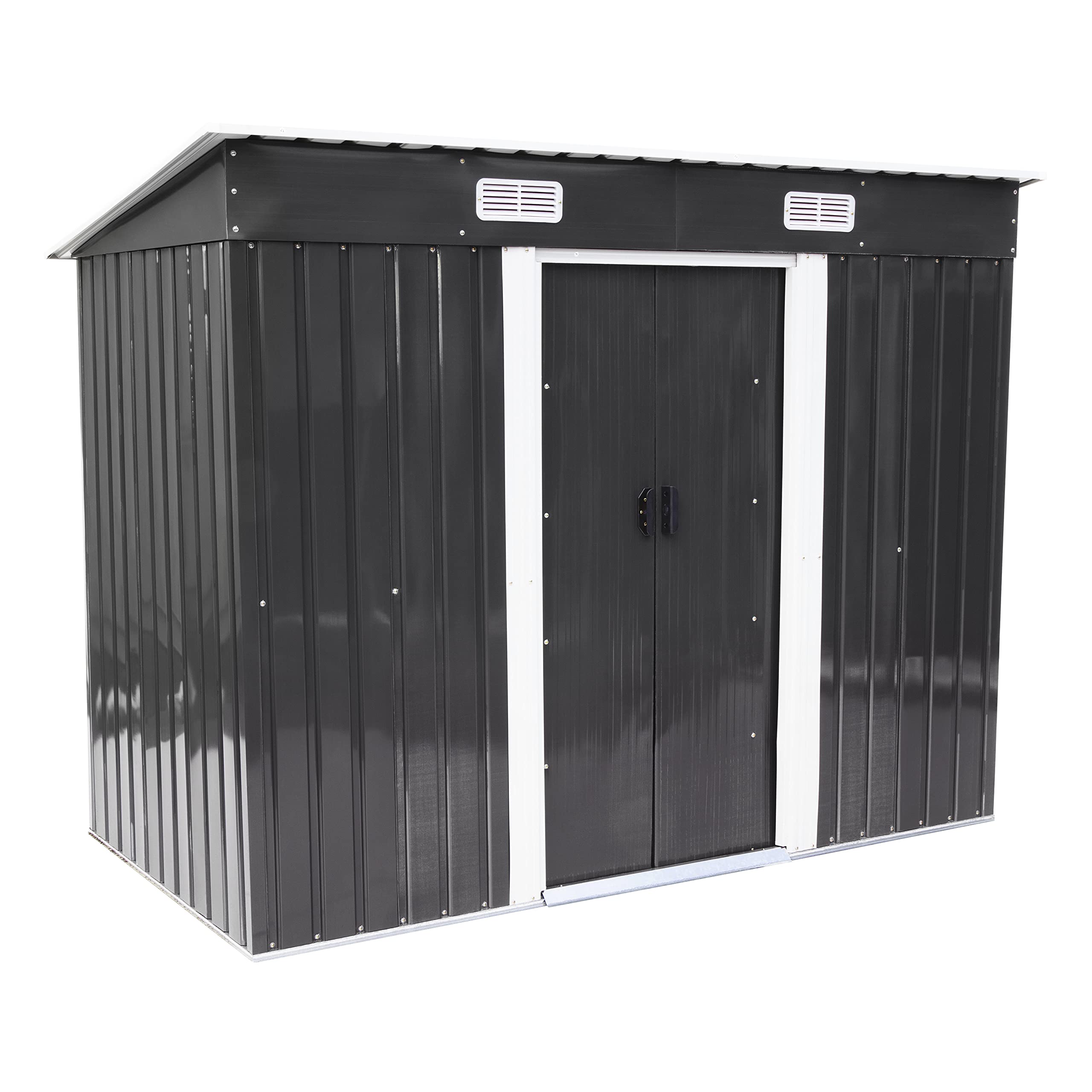 Metal Garden Shed by Garden Universe 8' x 4' Storage Anthracite Grey FREE Base Frame GSP8-4AN