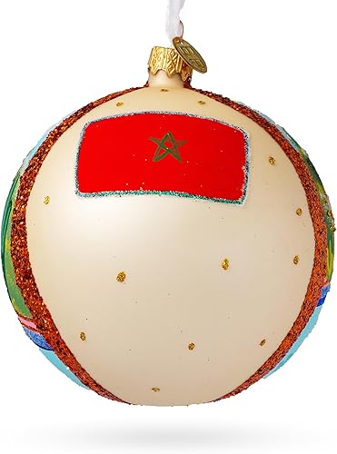 Miniatura 2 de Jardin Majorelle, Marrakech, Marruecos, bola de cristal, adorno de Navidad de 4 pulgadas