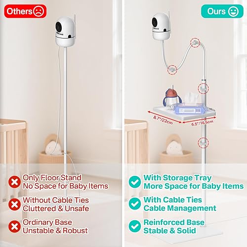 Miniatura 3 de Soporte de cámara de monitor de bebé ajustable en altura para HelloBaby, VTech, Infant Optics DXR-8 y DXR-8 Pro, Nanit Pro Baby Monitor Stand Wr