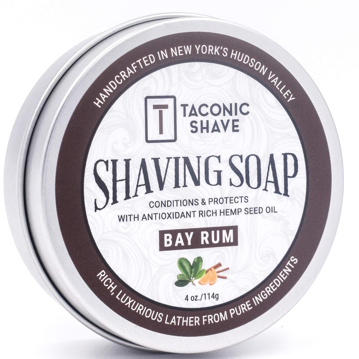 Taconic Shave Barbershop Quality Shaving Soap for Men with Anti-Oxidant Rich Seed Oils – Moisturizing Shaving Soap for All Skin Types (Bay Rum)