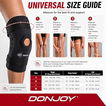 DonJoy Performance Bionic Knee Brace – Hinged, Adjustable Patella Support, Lateral / Medial Ligament (ACL, MCL, LCL), Meniscus, Knee Sprains for Soccer, Basketball, Skiing, Hockey, Running, Water
