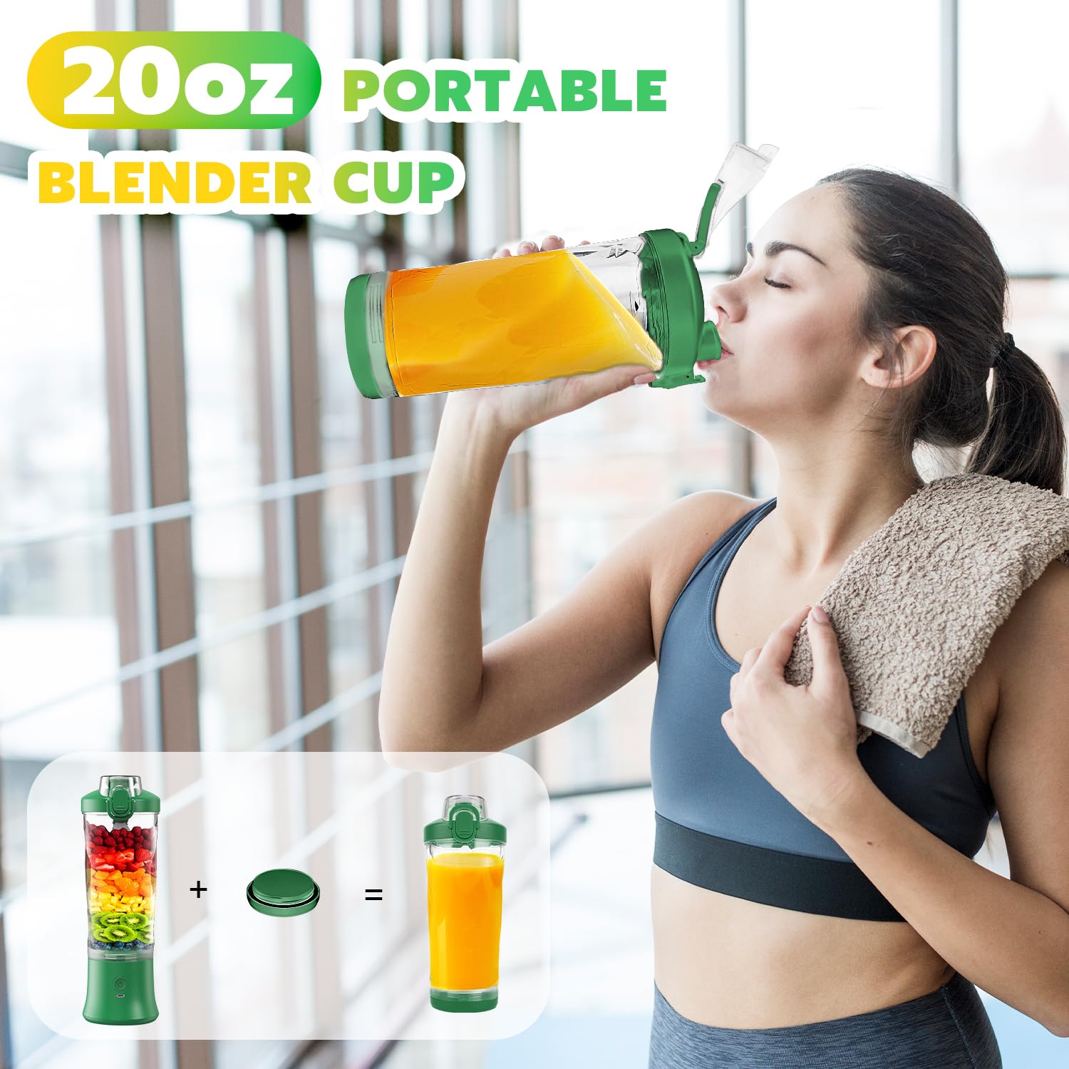 Przenośny mikser Smoothie Maker – 600 ml mini mikser stojący to Go – 6 ostrzy, pokrywka podróżna i izolowana obudowa – możliwość ładowania przez USB, blender proteinowy shaker do kuchni, podróży,
