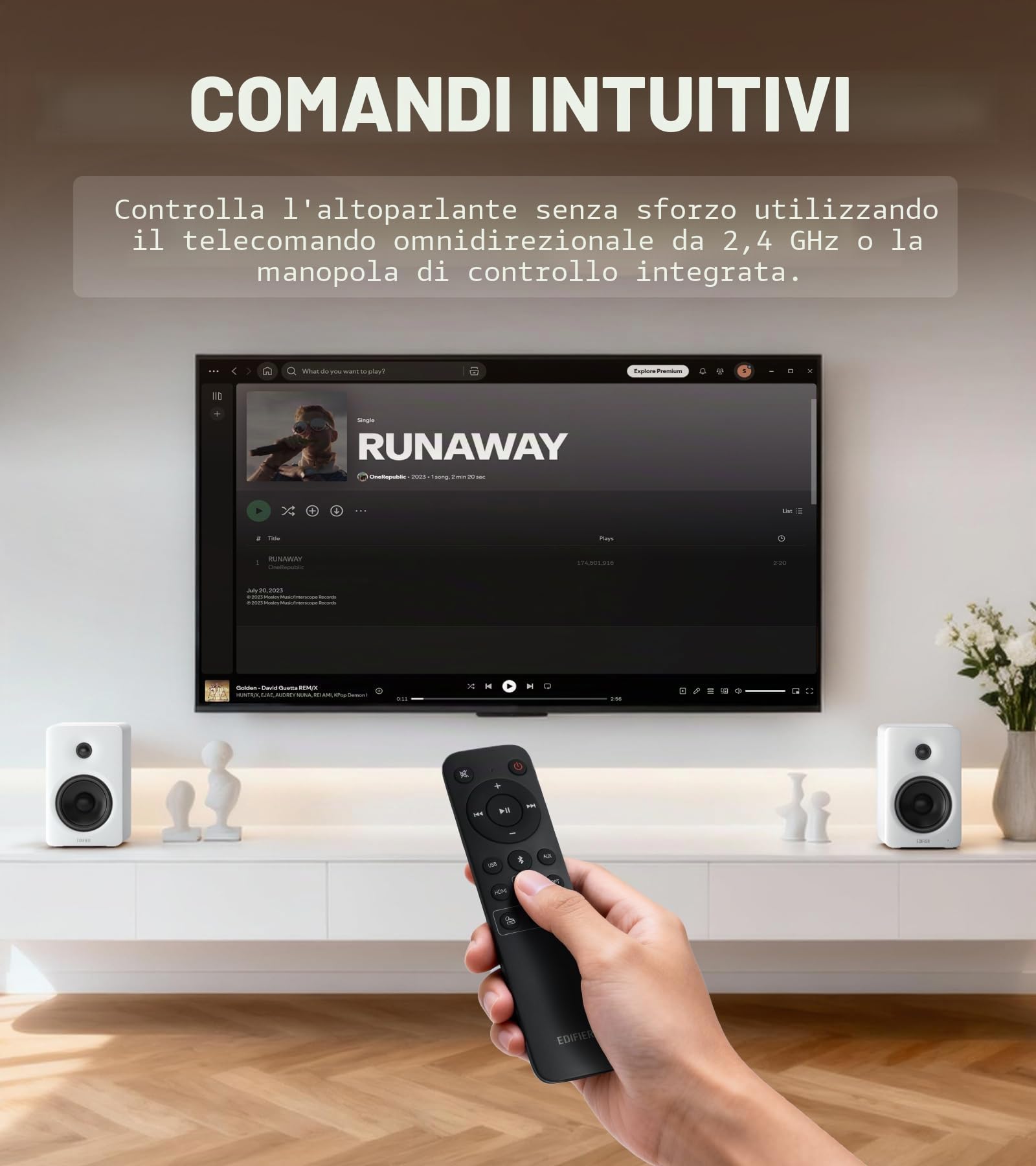 Edifier Altoparlanti per computer M90, altoparlanti da scrivania RMS da 100 W, audio ad alta risoluzione, LDAC, altoparlante compatto Bluetooth 6.0, ingresso HDMI eARC/ottico/USB-C/AUX, altoparlanti