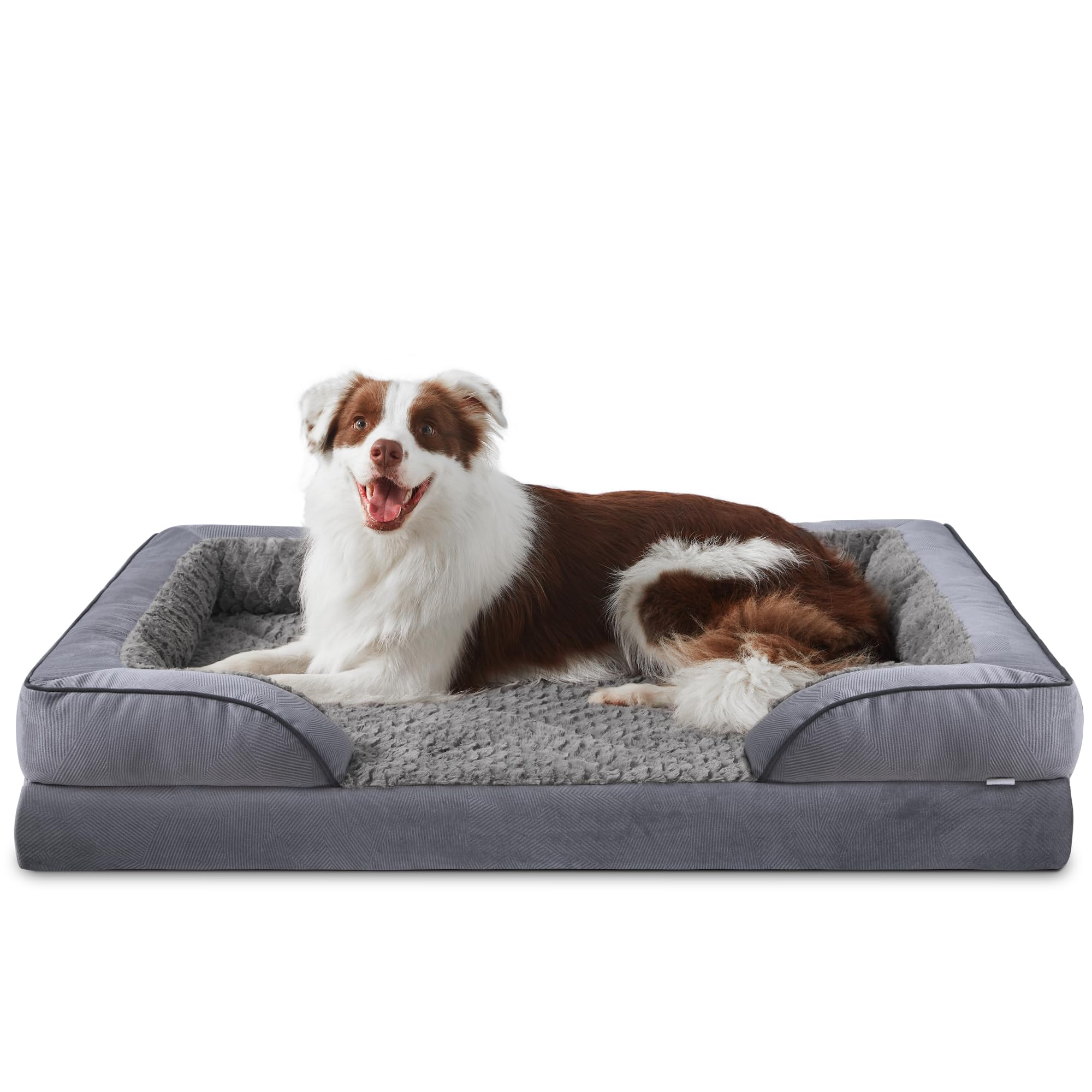 JOEJOY Grande cuccia ortopedica per cani, grande cuccia lavabile, cuscino per cani con struttura a nido d'ape e imbottitura impermeabile rimovibile in schiuma ortopedica grigio chiaro