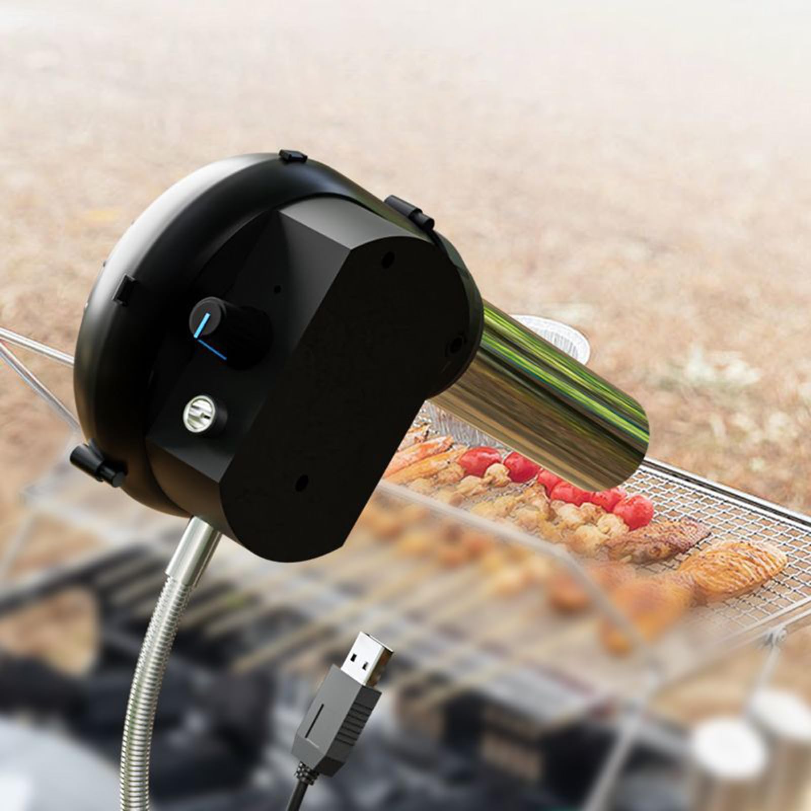 Souffleur de barbecue pour cuisiner en plein air - Rechargeable USB - Avec tube en aluminium