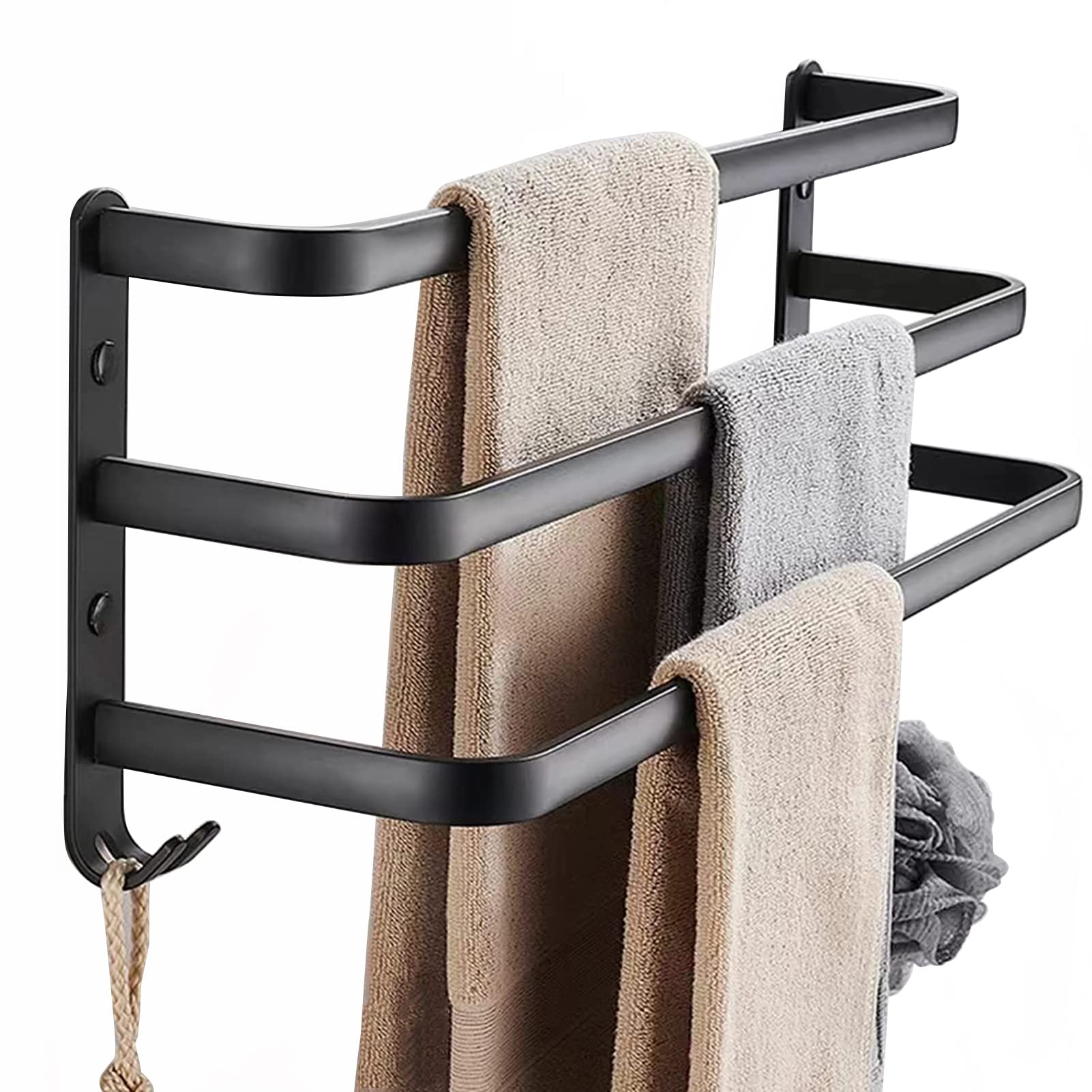 Amazon｜3段ラダータオルバー フック付き、 ステンレスバスタオル  