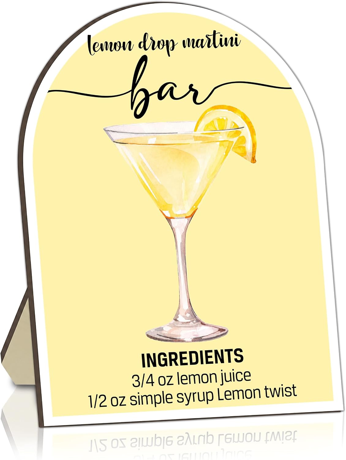 Lemon Drop Martini Signature Drink Wooden Stand Sign, Wedding Cocktail Bar Signs for Bridal Baby Shower Party Reception Ceremony Home Kitchen Tabletop Desk Decorations,8x10 Inch