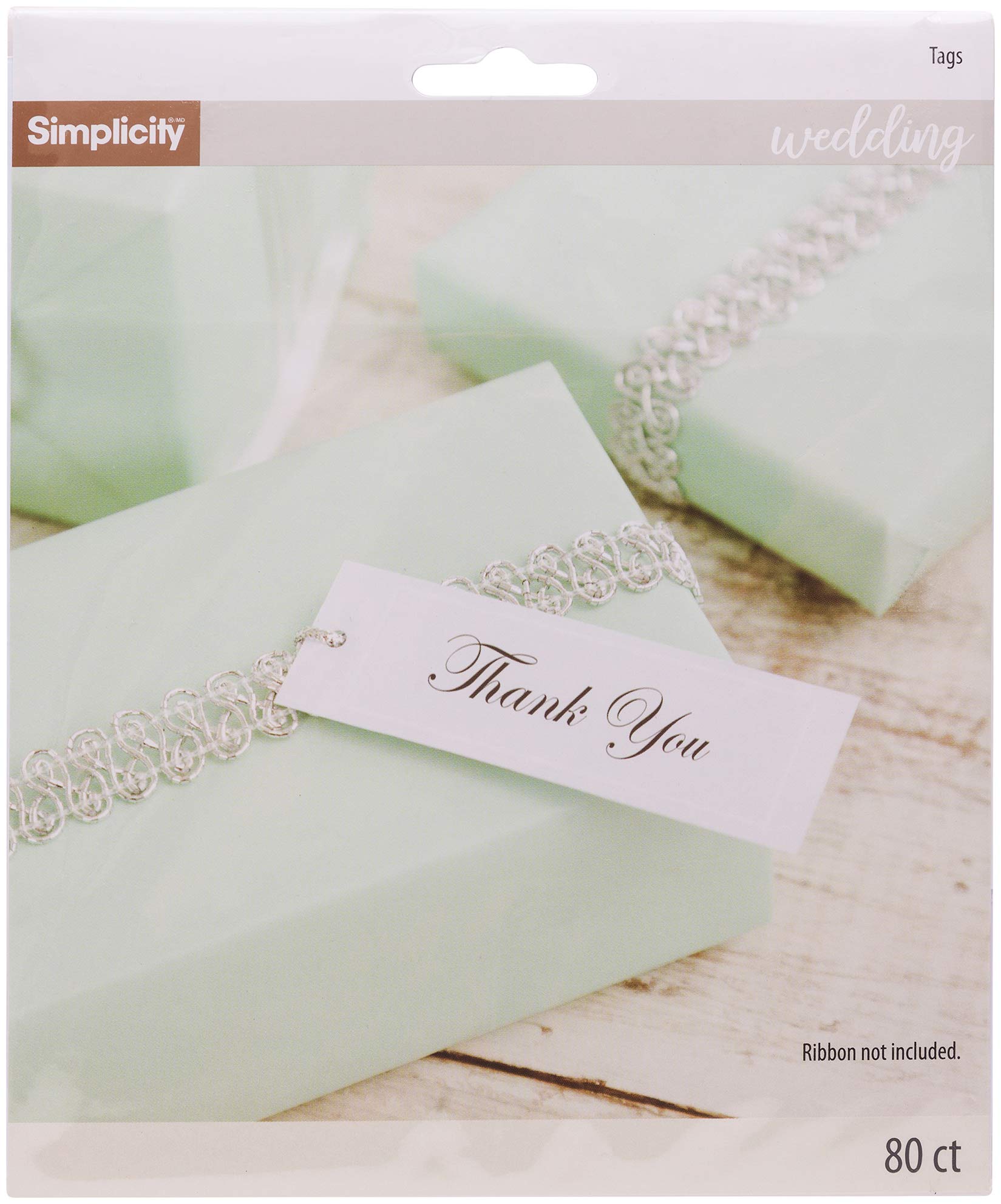 Simplicity Rechteckige Geschenkanhänger für Hochzeitsgeschenke, Weiß, 80 Stück
