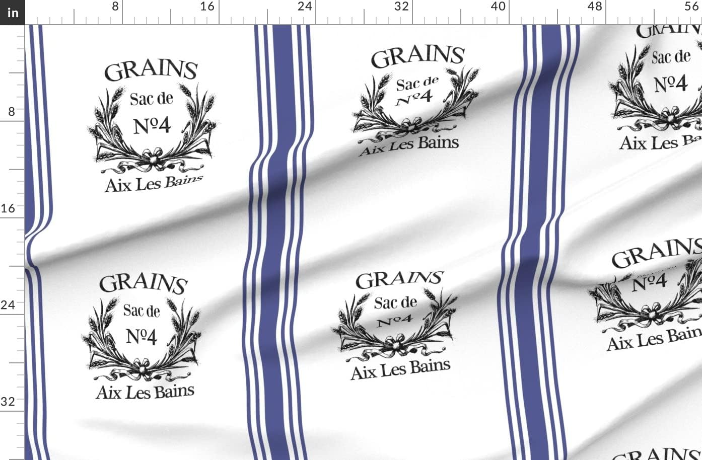 Spoonflower Fabric - French Label Grain Inspired Rustic Vintage Shabby Chic Kitchen Tea Printed on Organic Cotton Sateen Fabric by The Yard - Sewing Quilting Apparel Home Decor