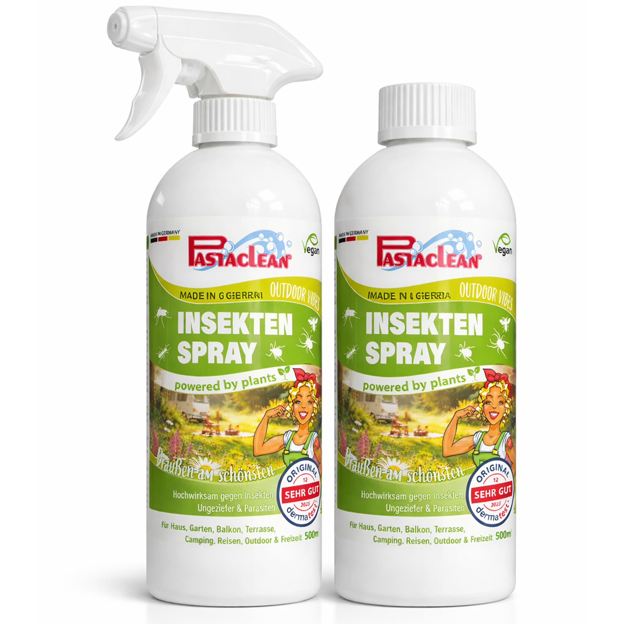 PASTACLEAN 2x 500ml Insektenabwehr | Insektenschutz vor Mücken, Zecken, Stechfliegen | Umgebungsspray mit Langzeitschutz | Hält Insekten und Ungeziefer fern | Effektives Insektenspray