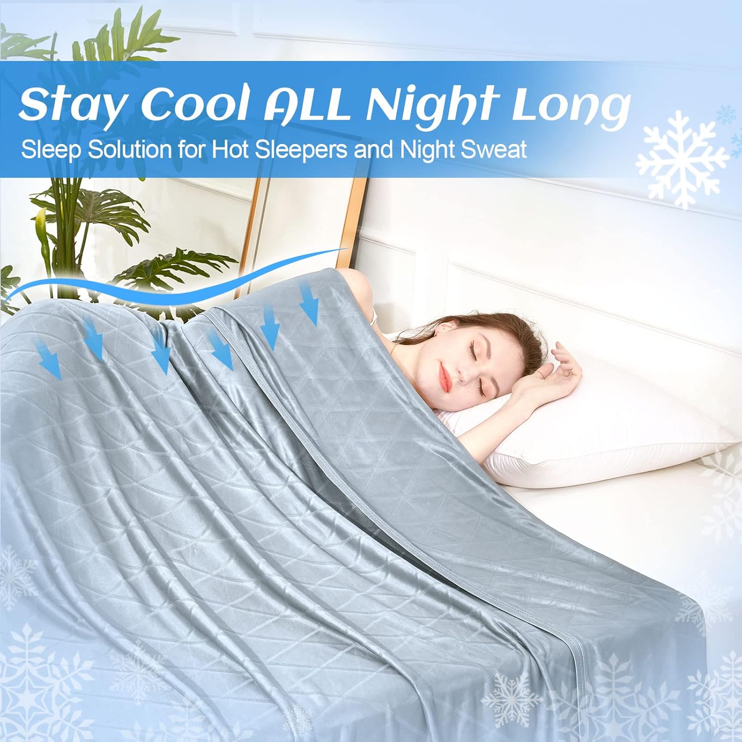 Ailemei Direct 【Upgraded Fabric Cooling Throw Blanket for Hot Sleepers, Lightweight Breathable Summer Bed Blankets, Q-Max >0.5 Jade Fiber,Keep Body Cool Hot Flashes Night Sweats,50"x70" - Image 5
