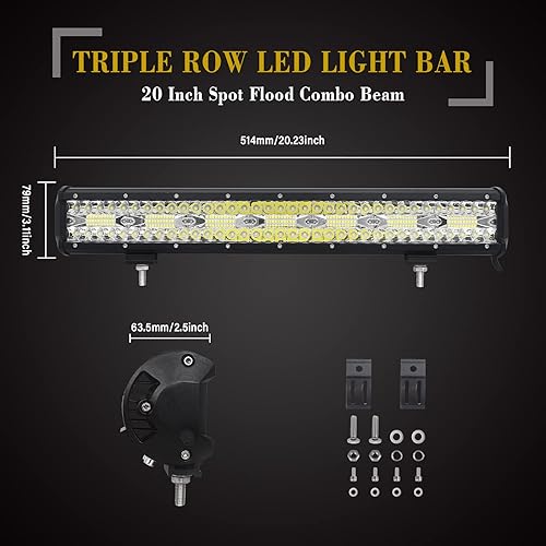 Miniatura 2 de SKYWORLD Barra de luces LED todoterreno de 20 pulgadas, 420 W, lámpara de conducción de trabajo con soporte de montaje de placa de matrícula,