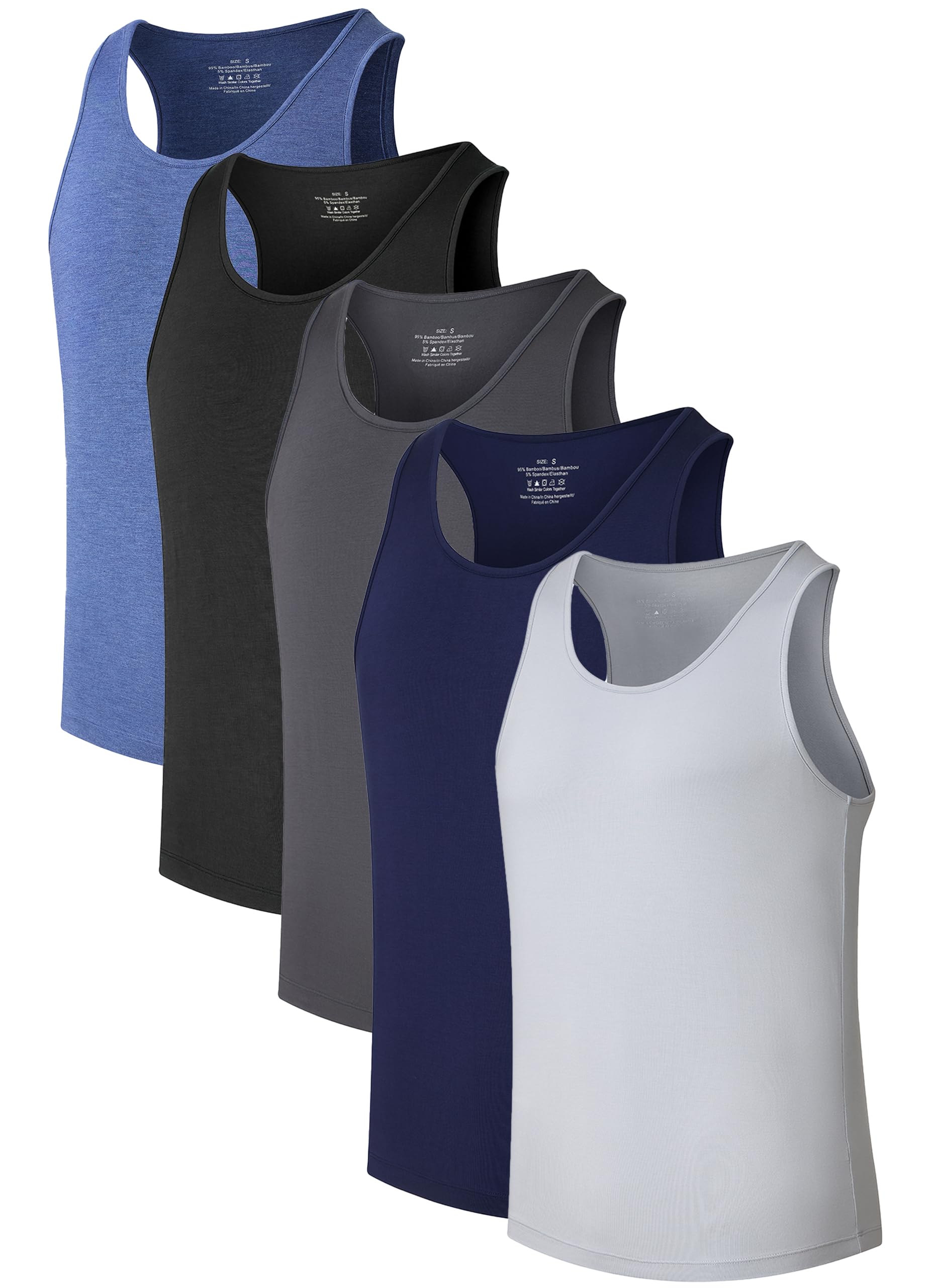 COLORFULLEAF Mens Bamboo Rayon Undershirts Tank Tops Men Crew Neck Stretchy Tank Shirts Pack 1 or 3