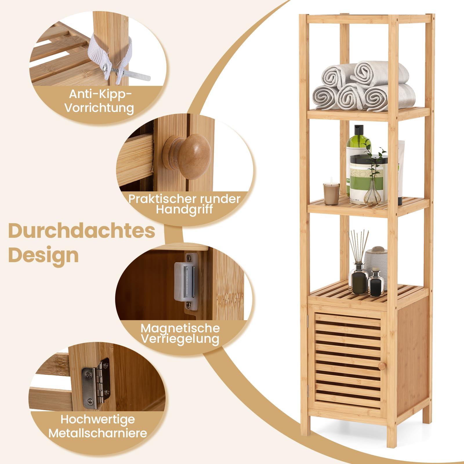 Badkamerrek, Keukenrek, Schoenenrek, Bamboe, Staand Rek, 60 X 26 X 66 Cm Ideaal Voor Badkamer Woonkamer Hal Keuken Balkon