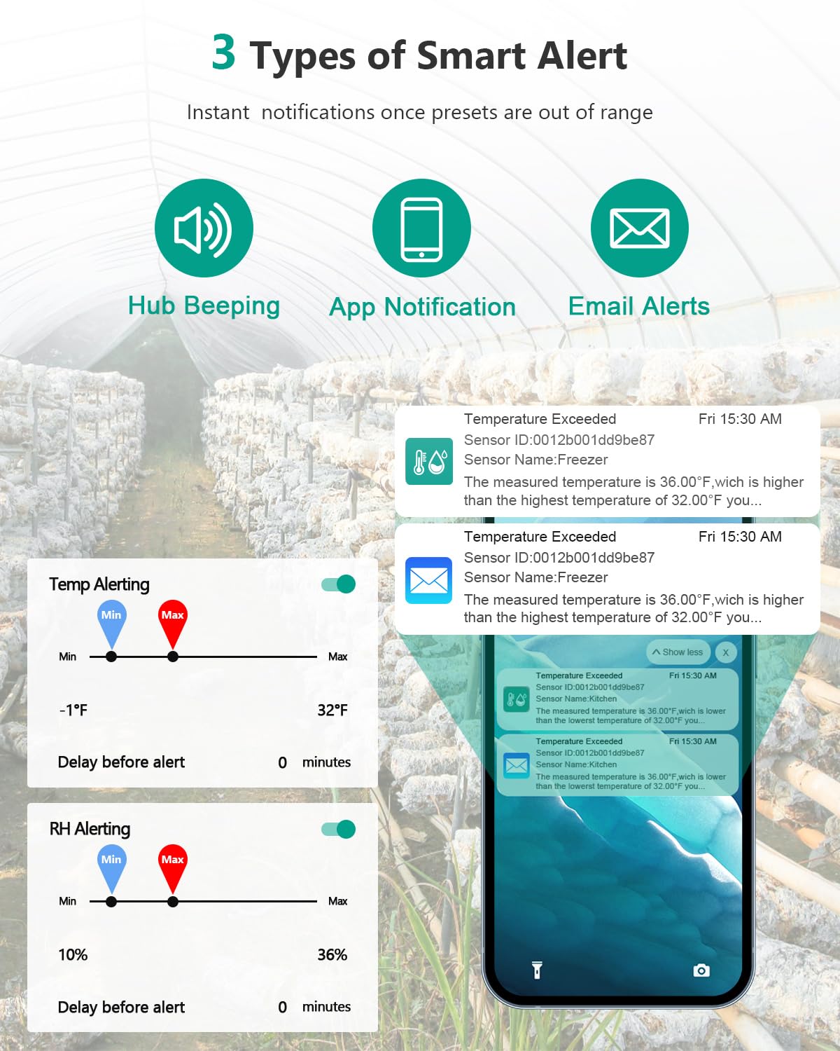 MOCREO ST9 Termometro igrometro wireless per rettili con sonda impermeabile IP67, senza costi di abbonamento, per rettili, sigari, serre (hub richiesto)