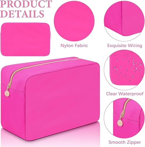 Miniatura 9 de Hushee Bolsa de maquillaje de nailon, bolsa de aseo de viaje, bolsa grande para cosméticos, impermeable, con cremallera, bolsa organizadora de