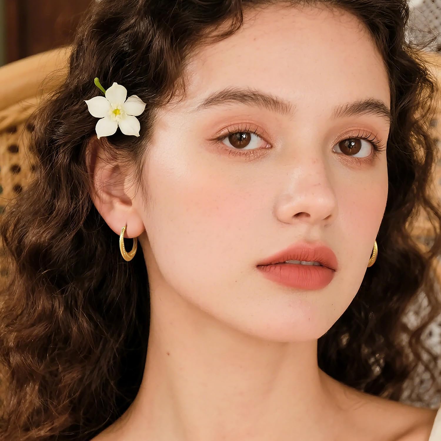 14K Gold Earrings for Women 14K Gold Hoop Earrings for Women Hoop Earring for Womens Hoops Rotating Small Ball Design Comfortable Hoops Earring for Womens 22/25mm - Image 5