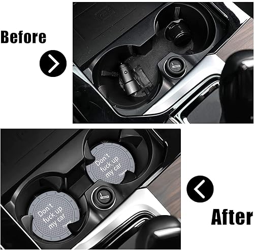 Miniatura 6 de Portavasos para automóvil antideslizante para automóvil con diseño divertido y decorativo  Dont Fuck up My Car Please adecuado para la mayoría de