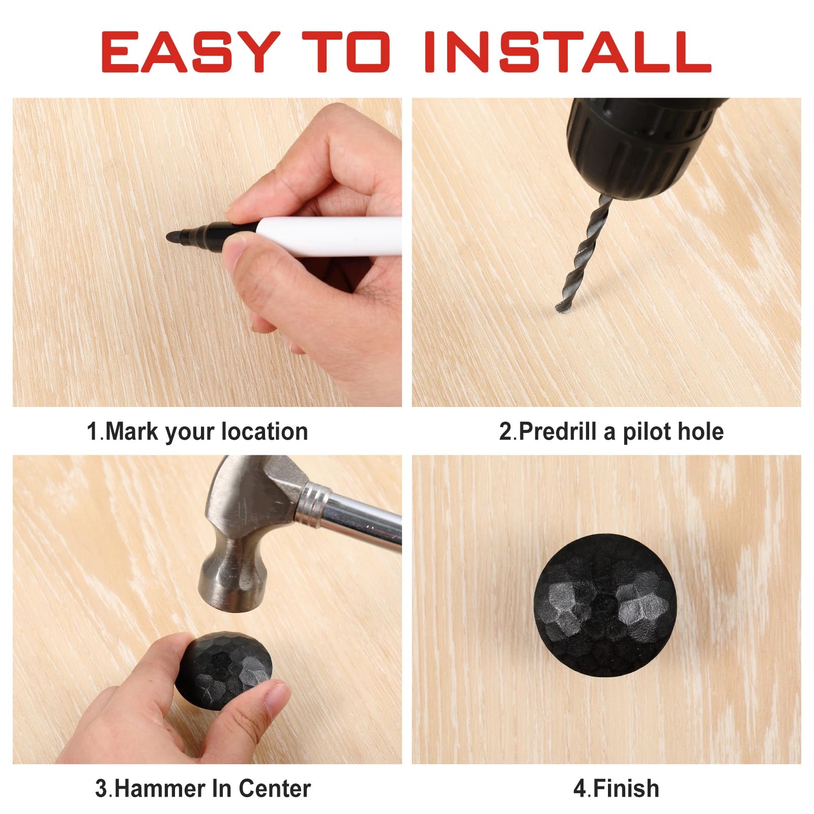 120 chiodi decorativi grandi in ferro anticato, per porte in legno, persiane, travi in finto legno, cancelli e mobili (2,5 cm, nero)