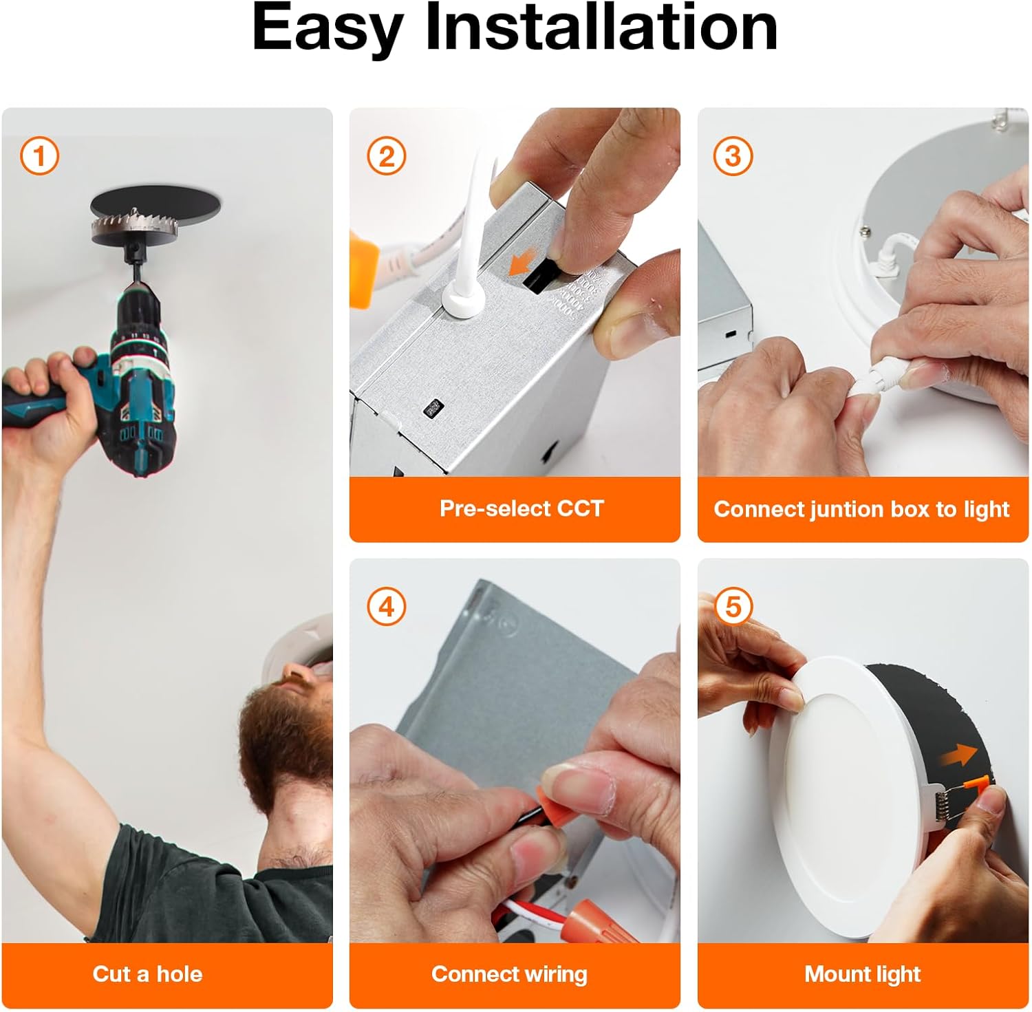 Sylvania 6" Slim Microdisk Downlight, 12W, 5 CCT Select (2700K - 5000K) Recessed Lighting, 1000 LMS, 90 CRI, Dimmable, Wet-Rated, White - 6 Pack (61190) - Image 5