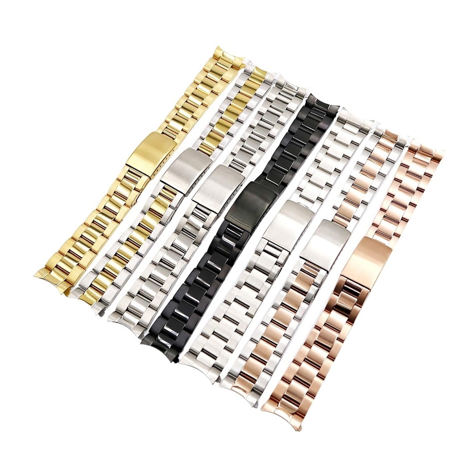 Banda de la banda de vigilancia de 20 mm 316L acero inoxidable bicolor rose silver para reloj 7