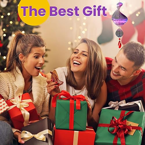 Miniatura 7 de Molinillos de viento, hilanderos de viento colgantes 3D, molinillos de viento para patio y jardín, flores de metal, arte de metal para patio, Púrpura