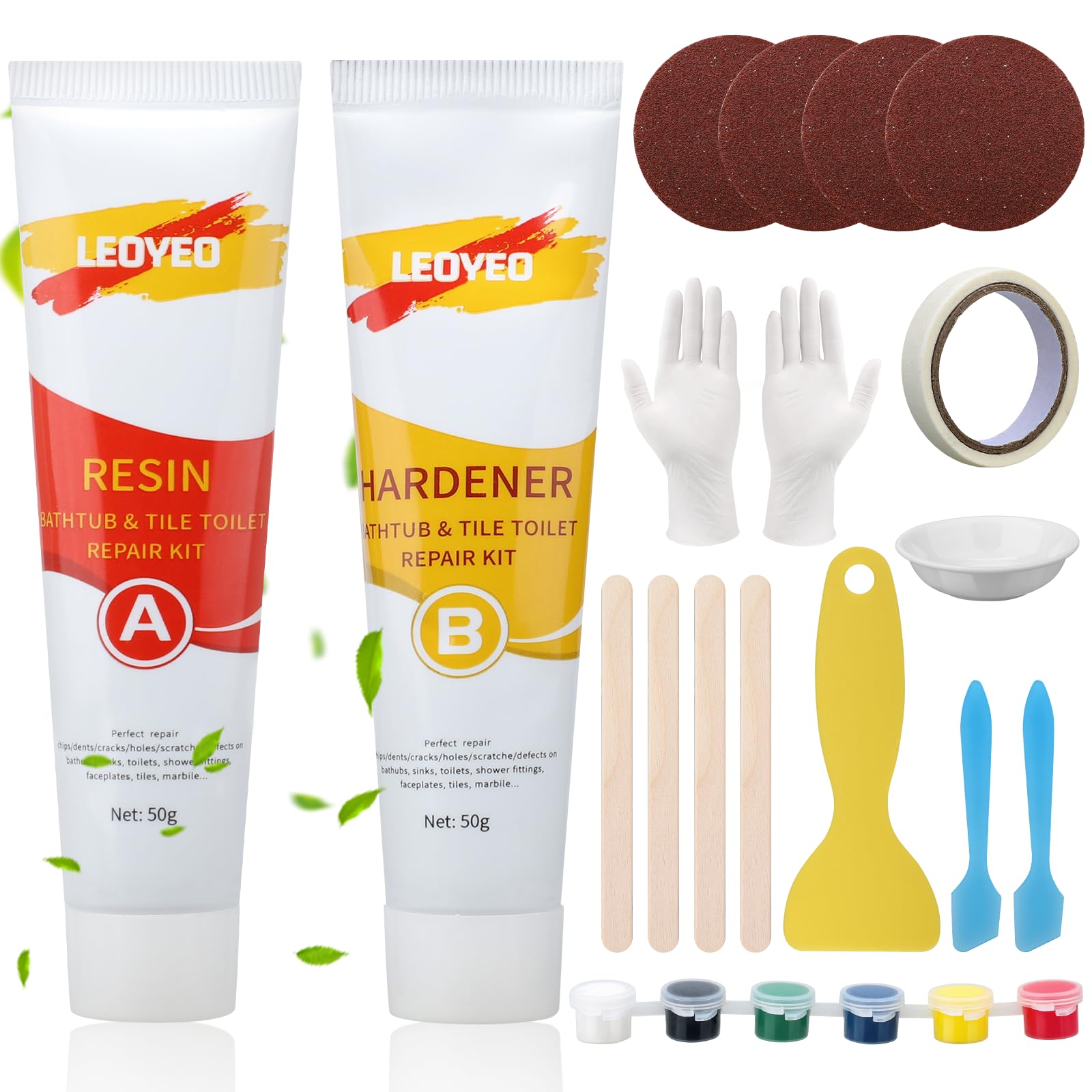 Kigniote Kit de reparación de platos de ducha de cerámica blanca, kit de reparación de azulejos de baño, kit de reparación de fregadero de 100 g, kit de reparación de fregadero de cerámica blanca para